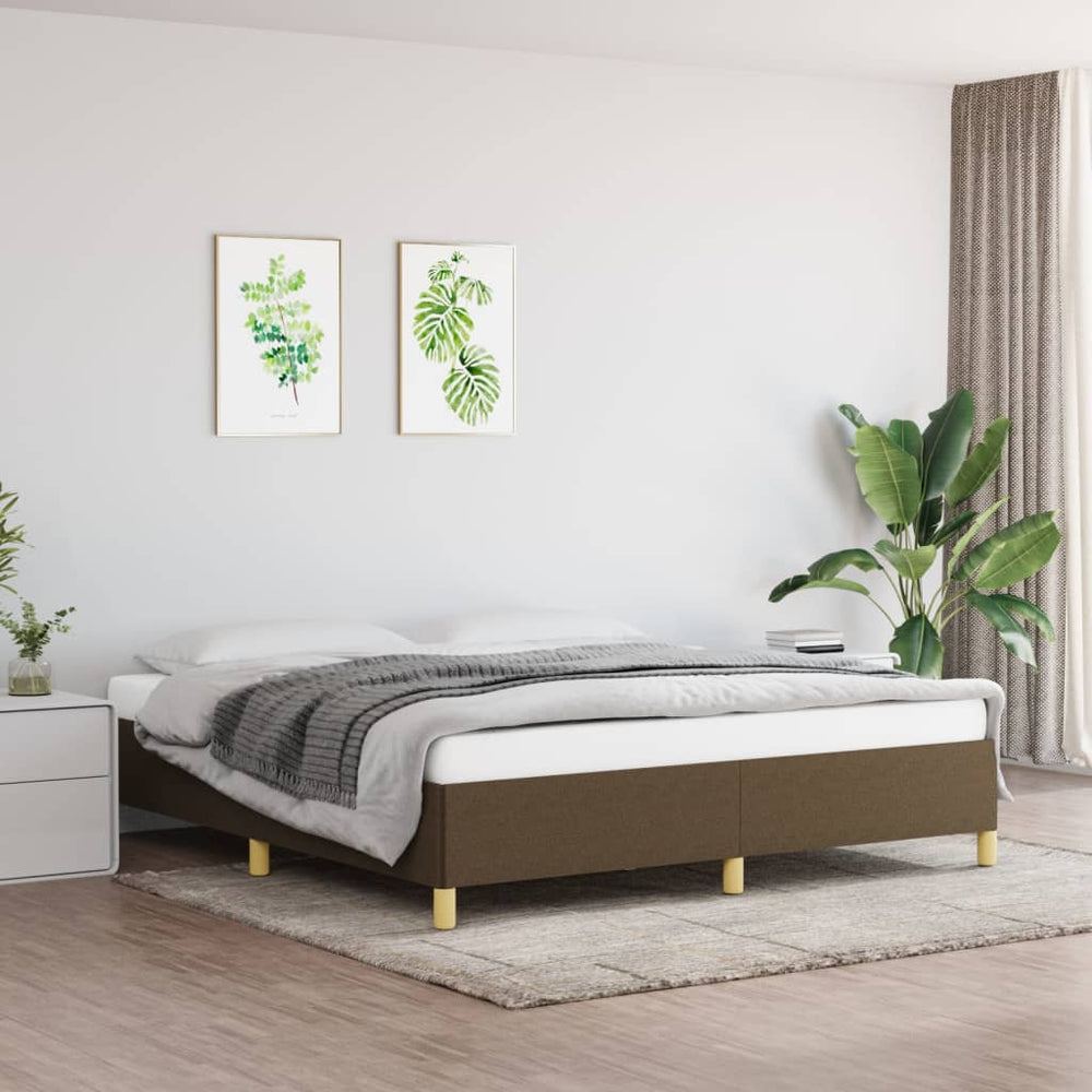 vidaXL Cadre de lit double rembourré marron foncé 180 x 200 cm en tissu
