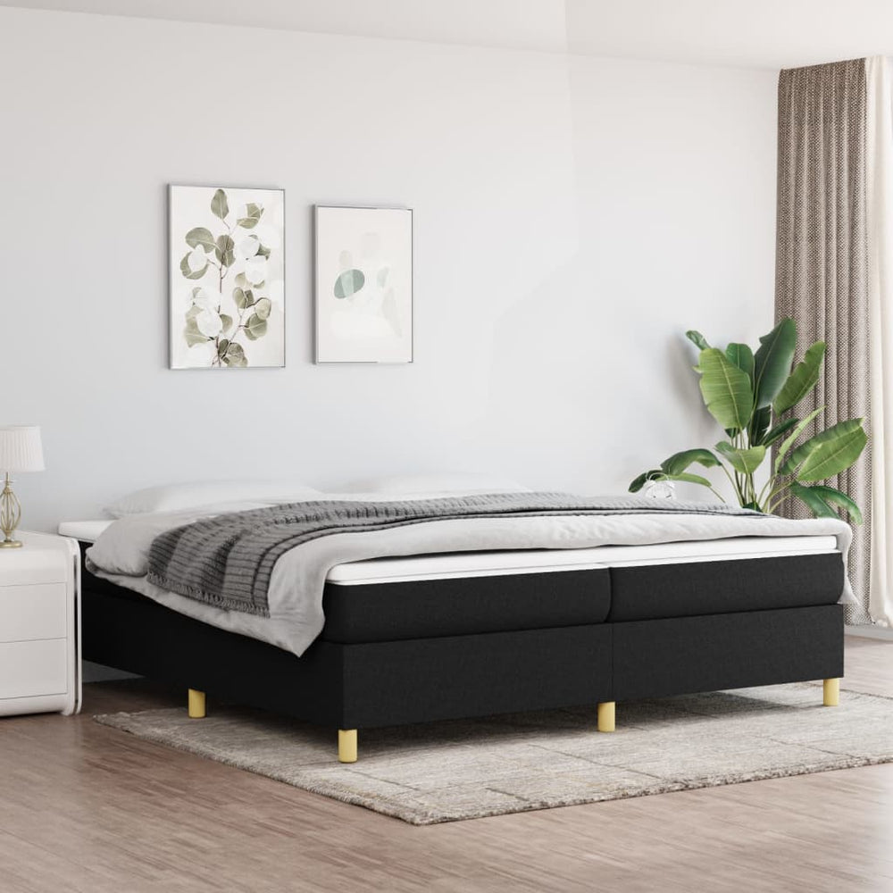 vidaXL Cadre de lit avec sommier tapissier Noir 200x200 cm Tissu
