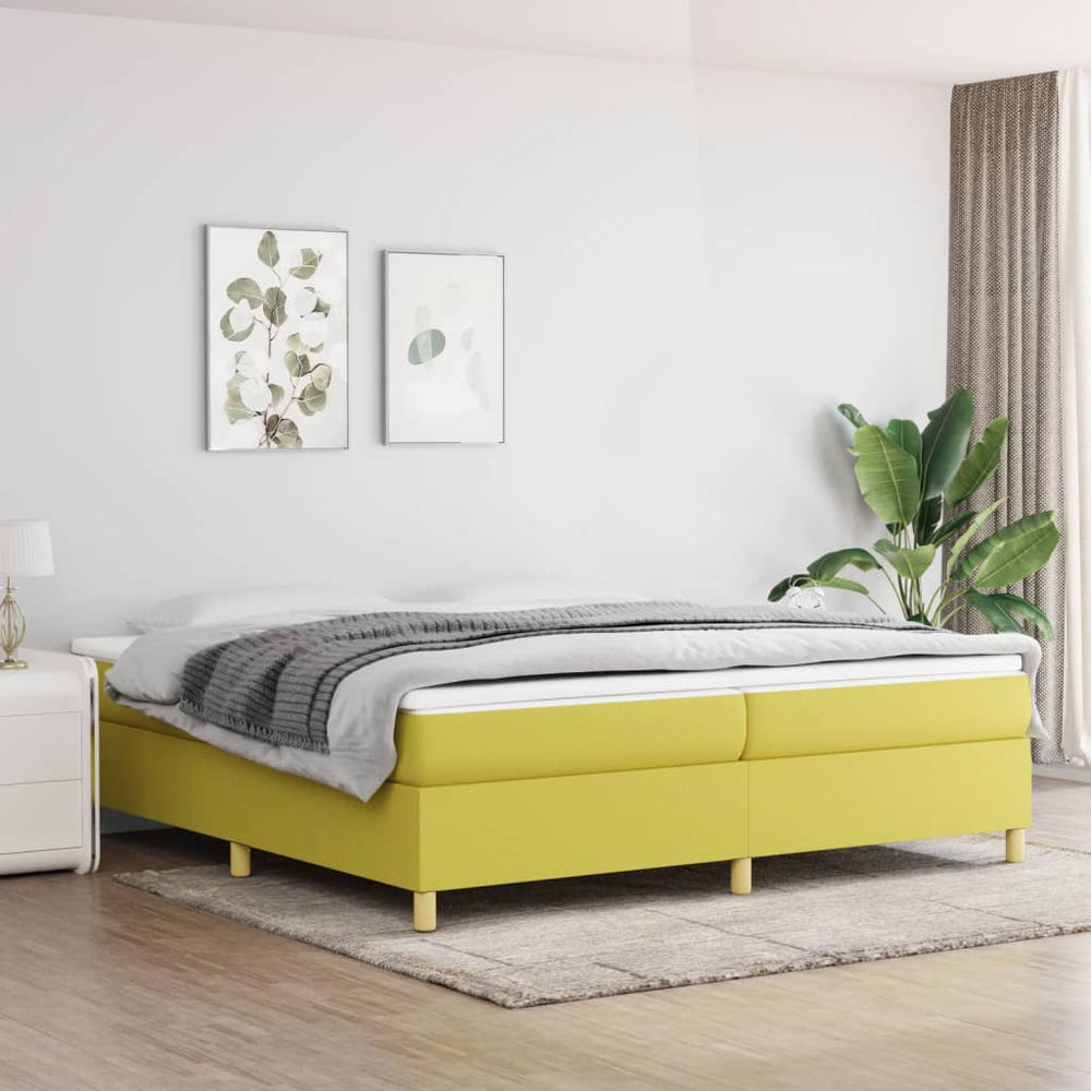 vidaXL Cadre de lit double rembourré vert 200x200 cm en tissu