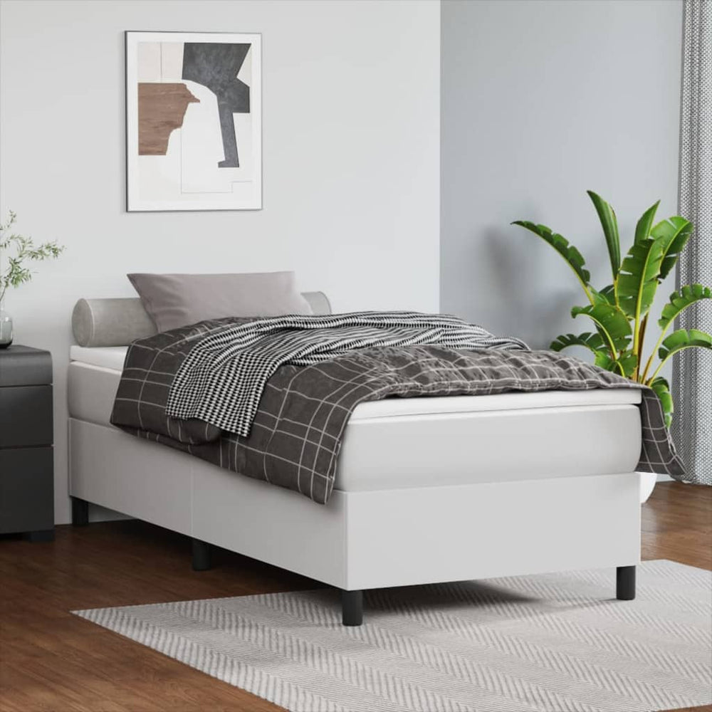vidaXL Cadre de lit double rembourré en similicuir blanc 80x200 cm