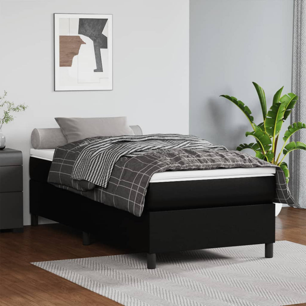 vidaXL Cadre de lit pour sommier tapissier noir 90x190 cm en cuir synthétique