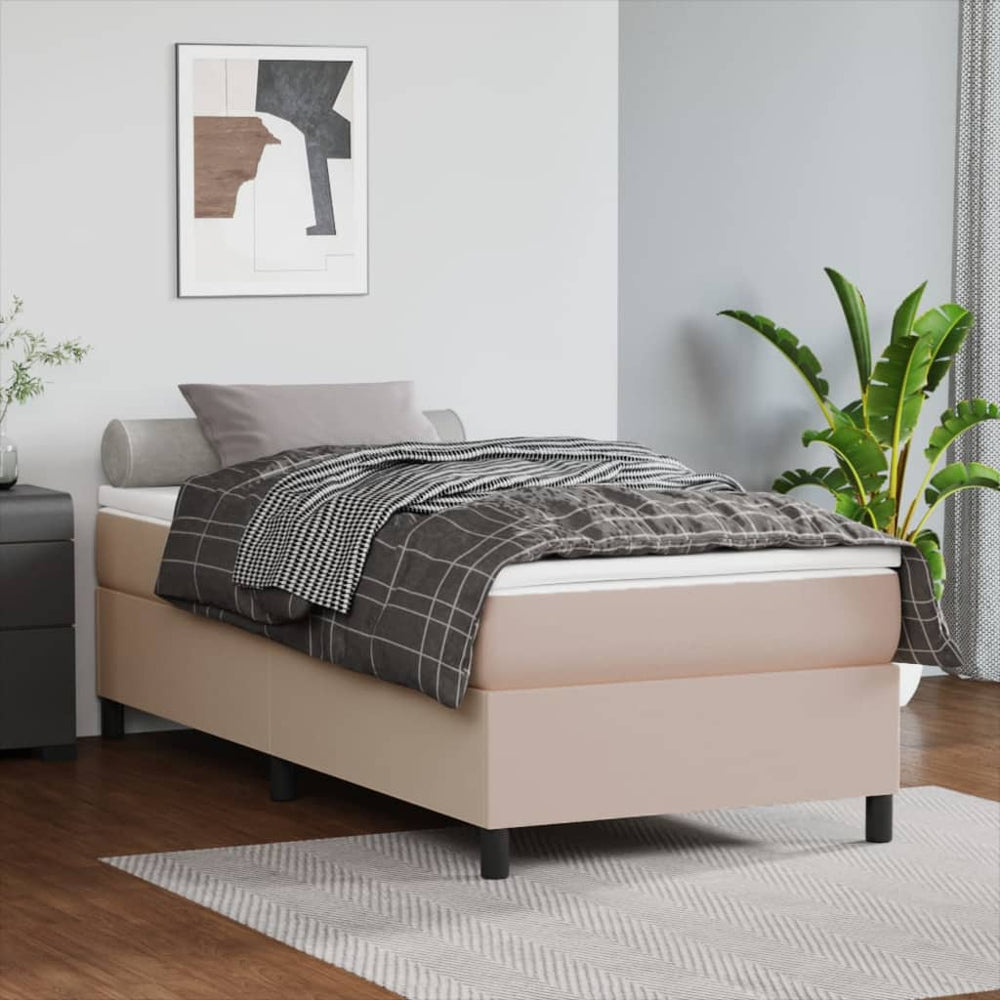 vidaXL Cadre de lit pour sommier tapissier Marron cappuccino 90x190 cm Similicuir