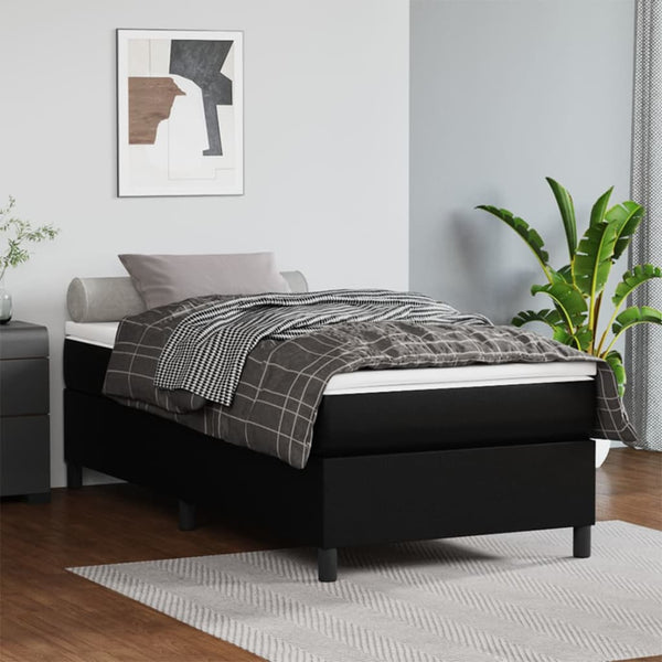 vidaXL Cadre de lit double rembourré en similicuir noir 90x200 cm