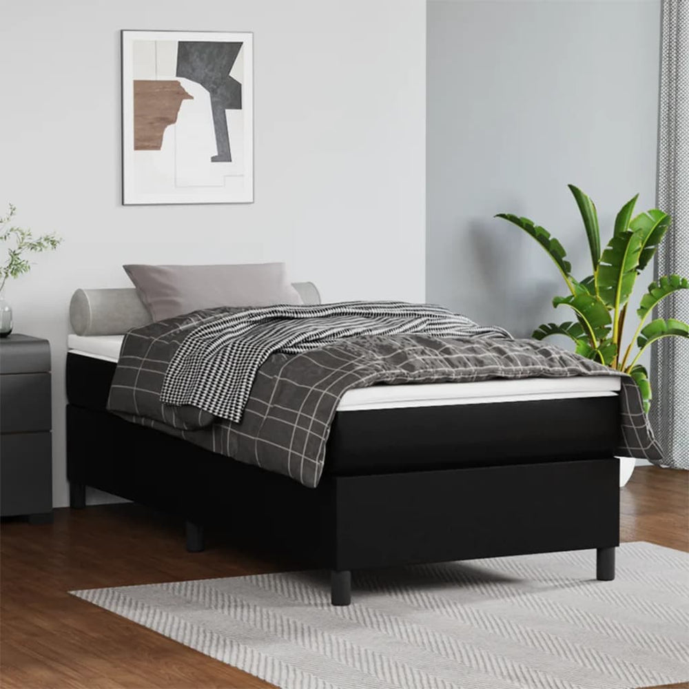 vidaXL Cadre de lit double en similicuir noir 100 x 200 cm
