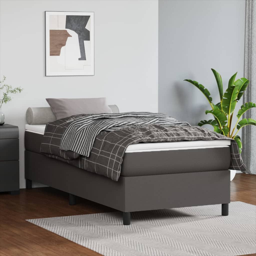 vidaXL Box Spring Bed Frame Grey 100x200 cm Faux Leather