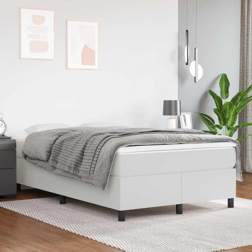 vidaXL Cadre de lit double rembourré en similicuir blanc 120 x 200 cm