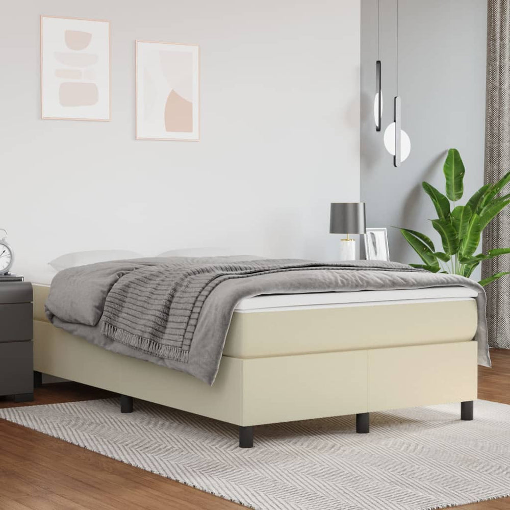 vidaXL Cadre de lit double rembourré Crème 120x200 cm Similicuir
