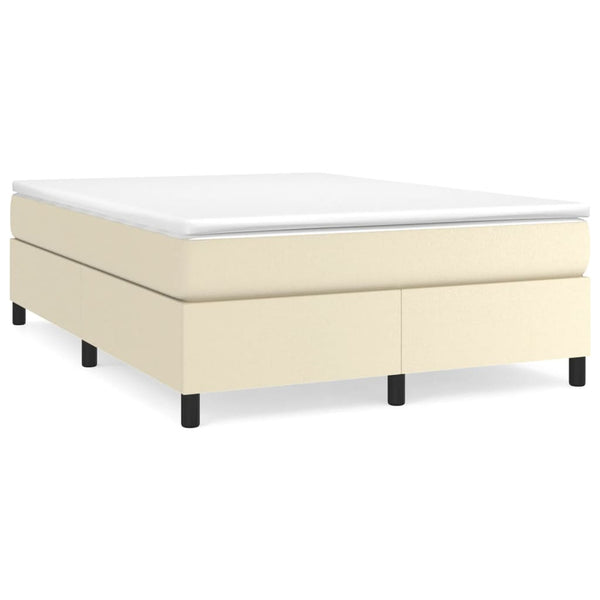 vidaXL Cream Box Spring Bed Frame 140x190 cm Faux Leather