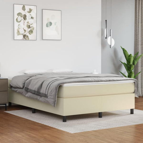 vidaXL Cream Box Spring Bed Frame 140x190 cm Faux Leather