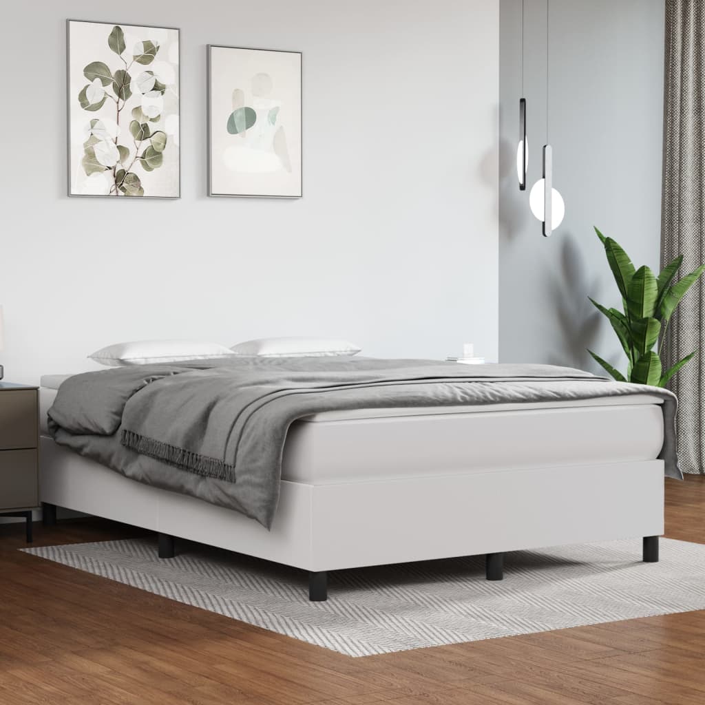 Boxspringbettgestell Weiß 140x200 cm Kunstleder