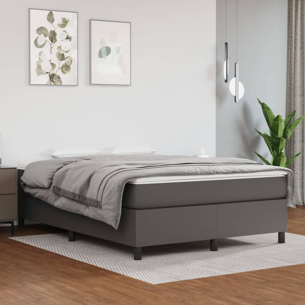 vidaXL Cadre de lit double sommier tapissier gris 140x200 cm similicuir