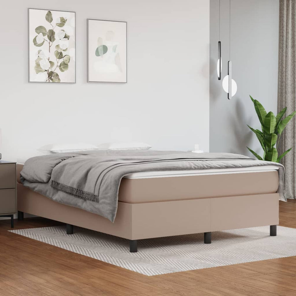 vidaXL Cadre de lit avec sommier tapissier Marron cappuccino 140x200 cm Similicuir