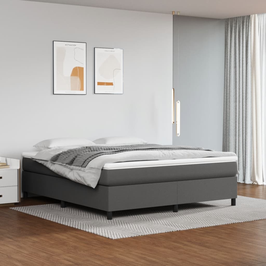 Boxspringbettgestell Grau 160x200 cm Kunstleder