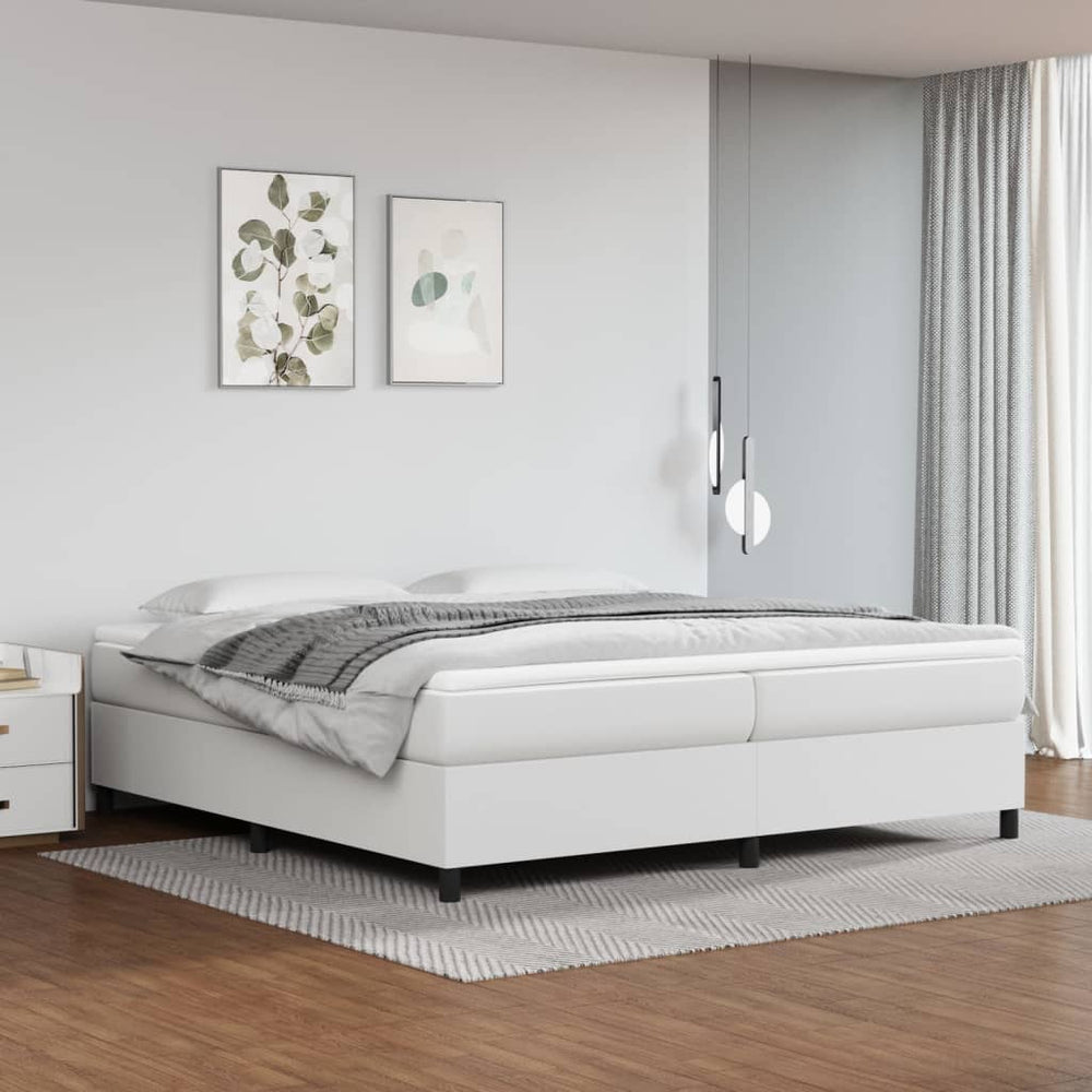 vidaXL Sommier tapissier en similicuir blanc 200x200 cm
