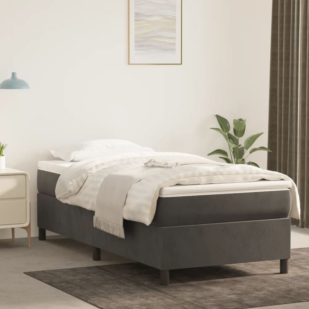 vidaXL Dark Grey Box Spring Bed Frame 80x200 cm Velvet