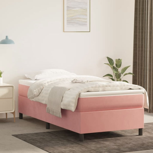 vidaXL Cadre de lit double rembourré rose 90x190 cm velours