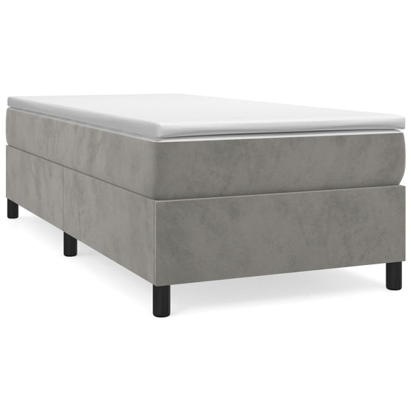 vidaXL Light Grey Box Spring Bed Frame 90x200 cm Velvet