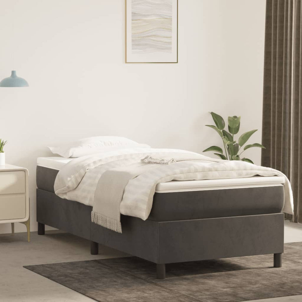 vidaXL Cadre de lit double rembourré gris foncé 90x200 cm velours