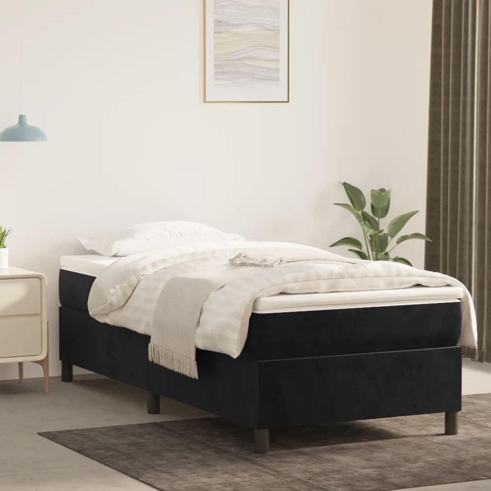 vidaXL Cadre de lit double rembourré en velours noir 90x200 cm