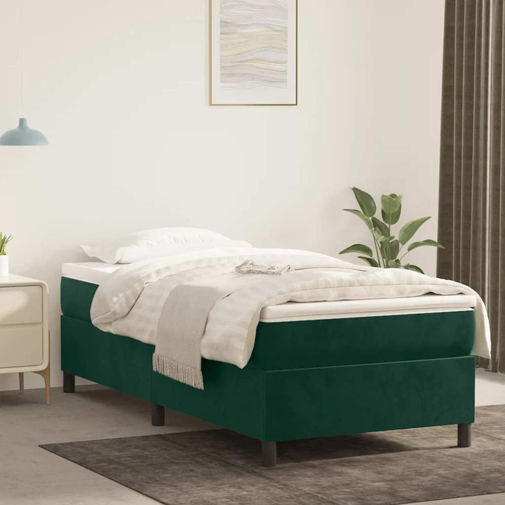 vidaXL Cadre de lit coffre de rangement Vert foncé 90x200 cm Velours