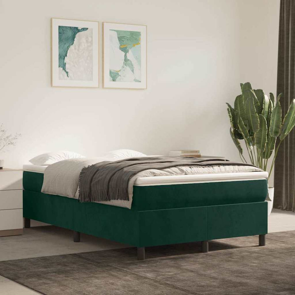 vidaXL Cadre de lit sommier tapissier Vert foncé 120x200 cm Velours