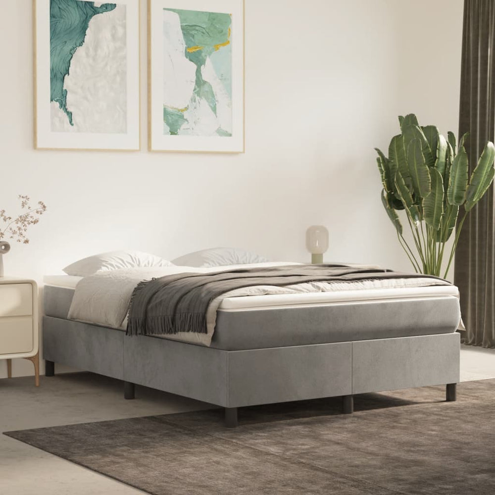 vidaXL Cadre de lit double rembourré gris clair 140x190 cm velours