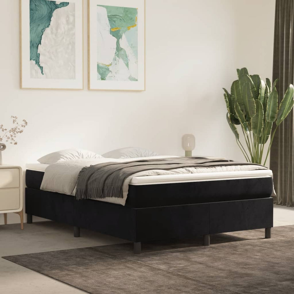 vidaXL Cadre de lit double en velours noir 140x190 cm