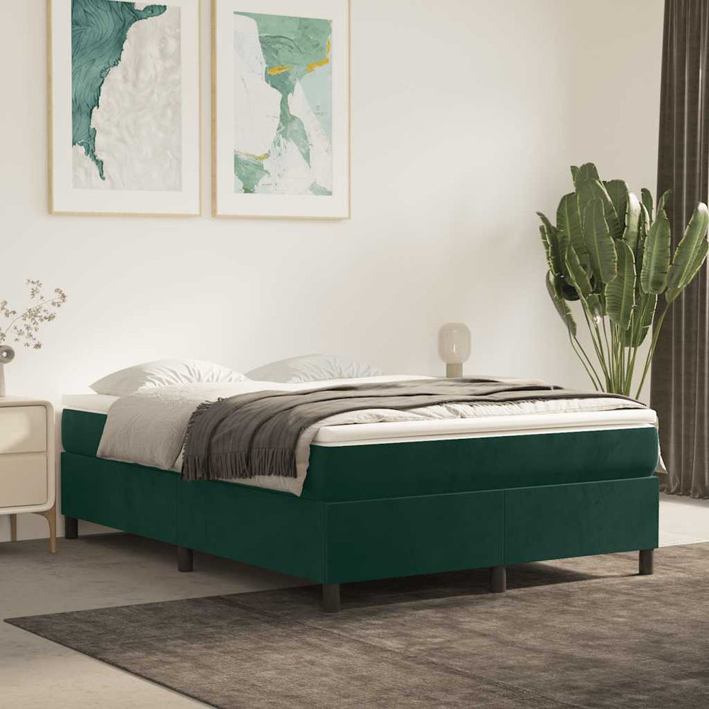 vidaXL Cadre de lit double rembourré vert foncé 140x190 cm Velours