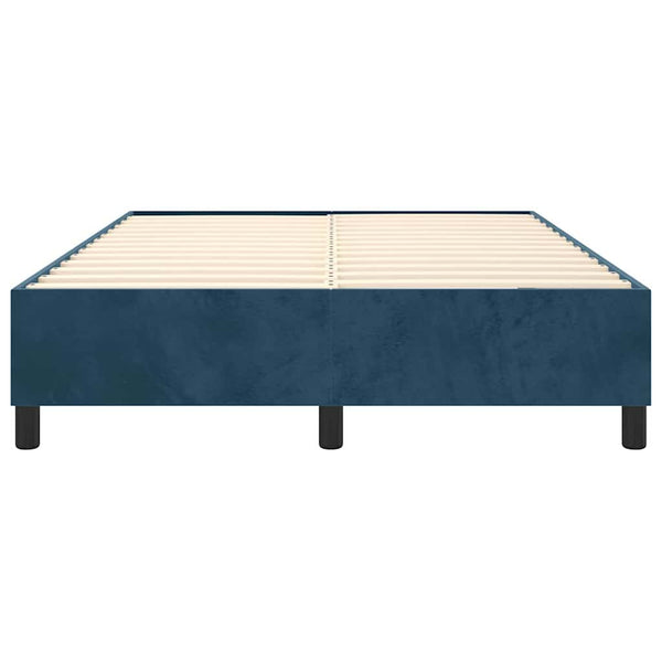 vidaXL Cadre de lit en velours avec sommier tapissier bleu foncé 140x190 cm