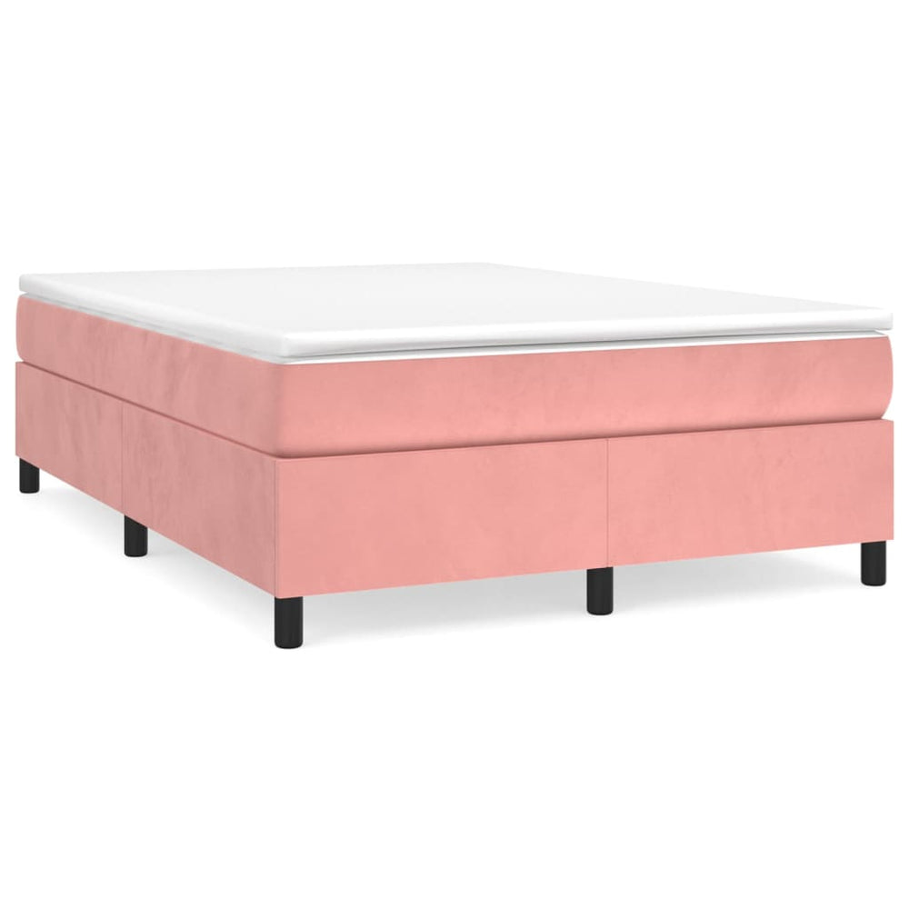 vidaXL Cadre de lit sommier tapissier rose 140x190 cm velours
