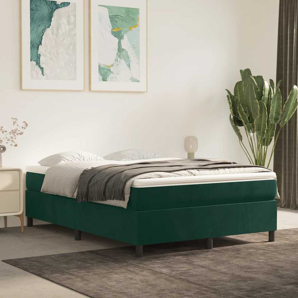 vidaXL Cadre de lit double en velours vert foncé 140x200 cm
