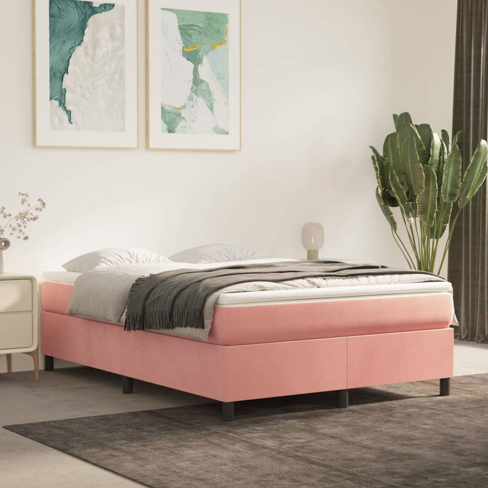 vidaXL Cadre de lit double rose 140 x 200 cm Velours