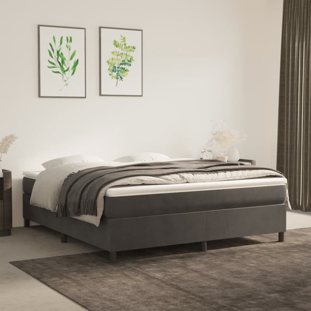 vidaXL Sommier tapissier gris foncé 160x200 cm Velours