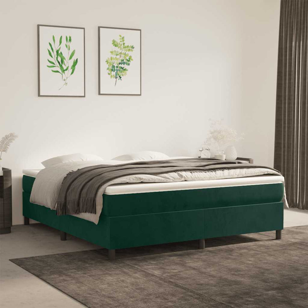 vidaXL Sommier tapissier vert foncé 160x200 cm Velours