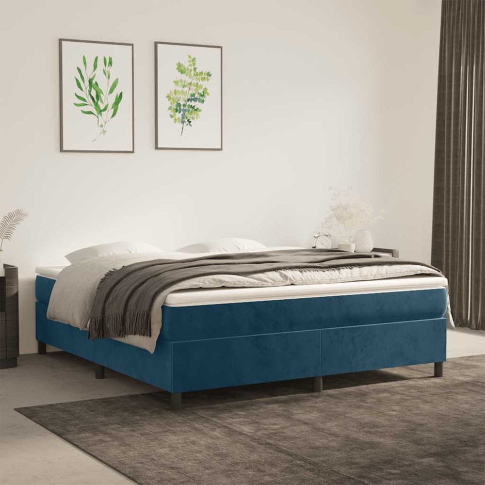 vidaXL Cadre de lit double rembourré bleu foncé 160x200 cm Velours