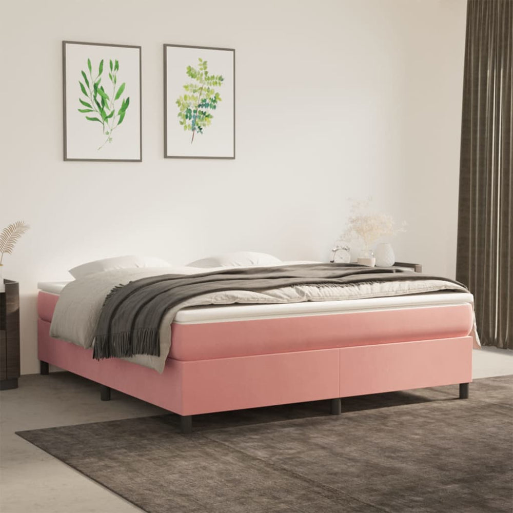 vidaXL Cadre de lit sommier tapissier rose 160x200 cm velours
