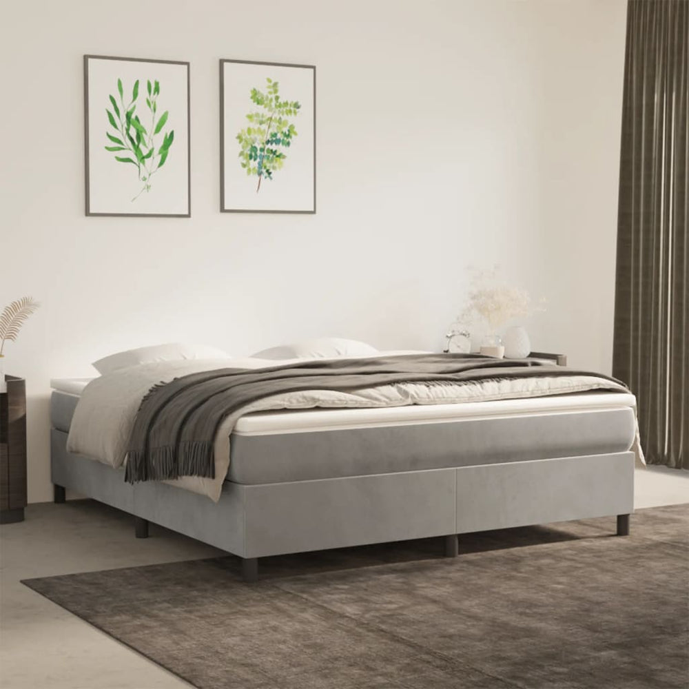 vidaXL Cadre de lit double en velours gris clair 180x200 cm