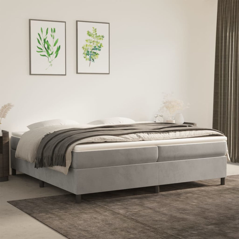 vidaXL Cadre de lit avec sommier tapissier Gris clair 200x200 cm Velours
