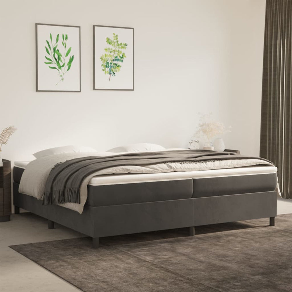 vidaXL Cadre de lit pour sommier tapissier Velours Gris foncé 200x200 cm