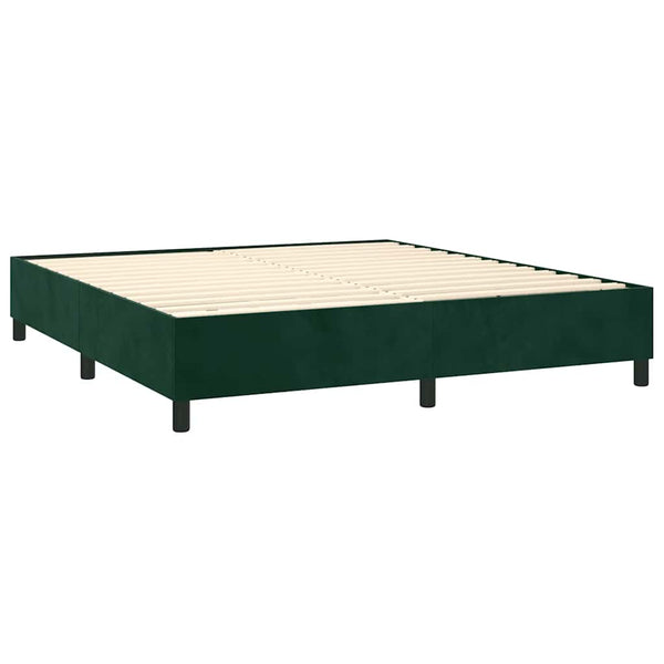 vidaXL Cadre de lit avec sommier tapissier Vert foncé 200x200 cm Velours