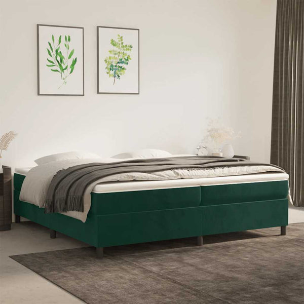 vidaXL Cadre de lit avec sommier tapissier Vert foncé 200x200 cm Velours