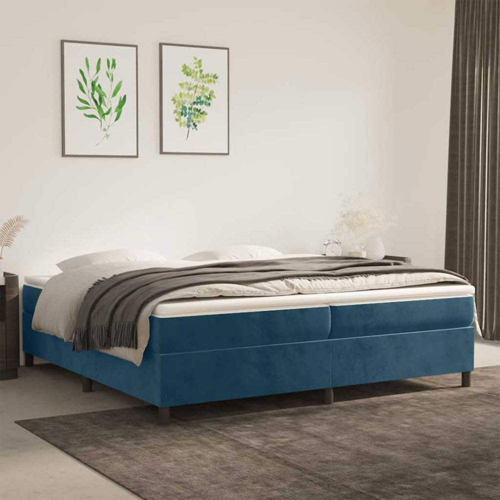 vidaXL Cadre de lit double bleu foncé 200x200 cm Velours