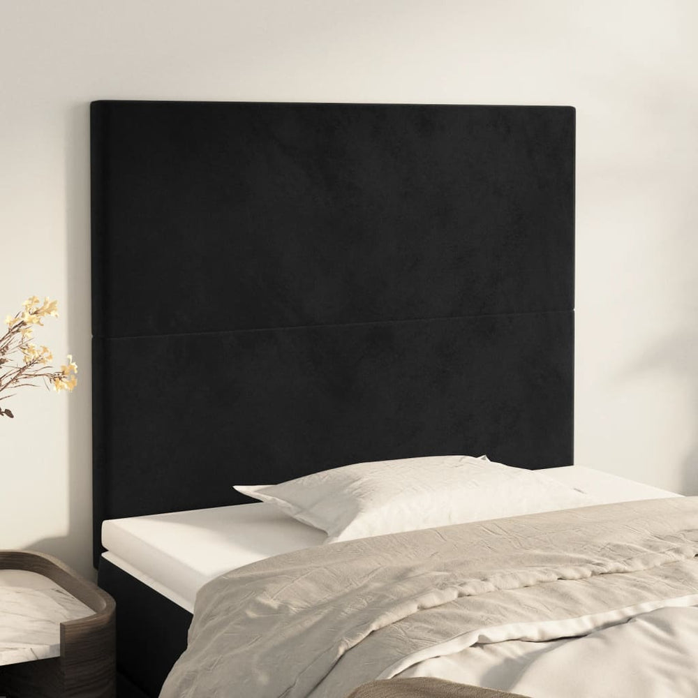 Kopfteil Schwarz 80x5x118/128 cm Samt
