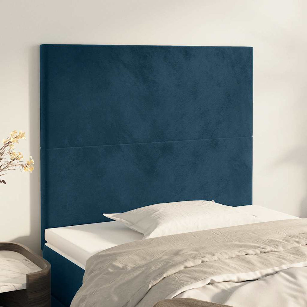 vidaXL Tête de lit bleu foncé 100x5x118/128 cm Velours