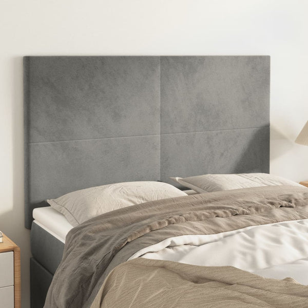 vidaXL Tête de lit gris clair 144x5x118/128 cm Velours