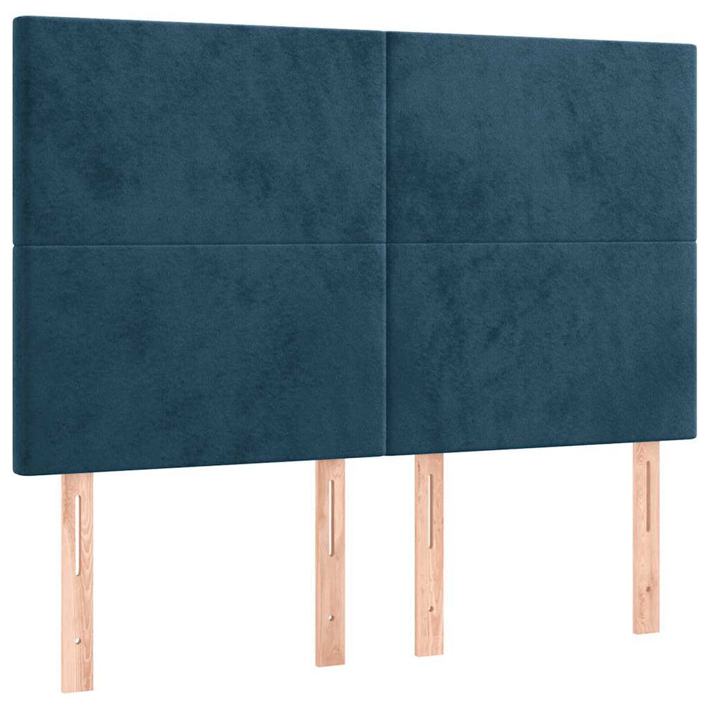 vidaXL Tête de lit Bleu foncé 144x5x118/128 cm Velours