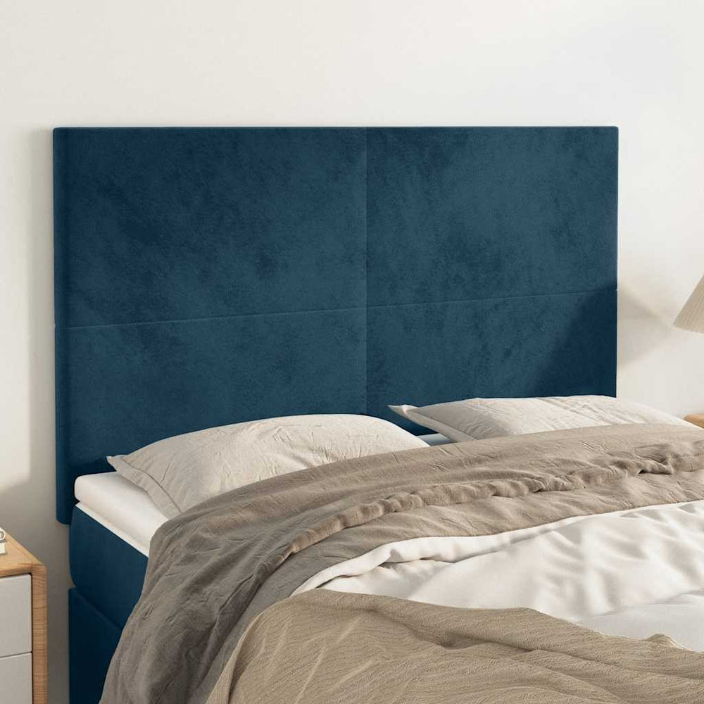vidaXL Tête de lit Bleu foncé 144x5x118/128 cm Velours