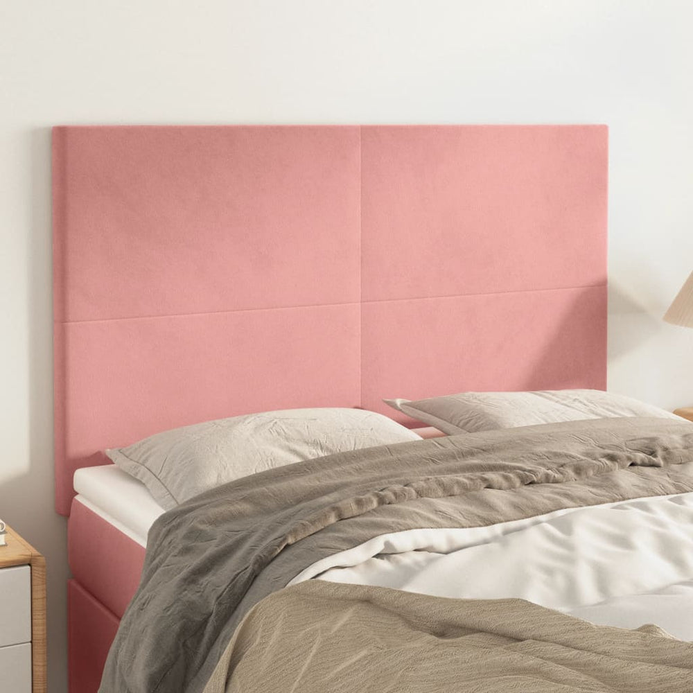 vidaXL Tête de lit Rose 144x5x118/128 cm Velours