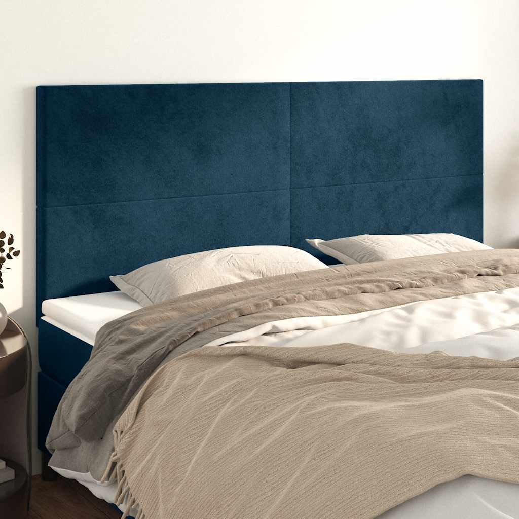 Kopfteil Dunkelblau 160 x 5 x 118/128 cm Samt