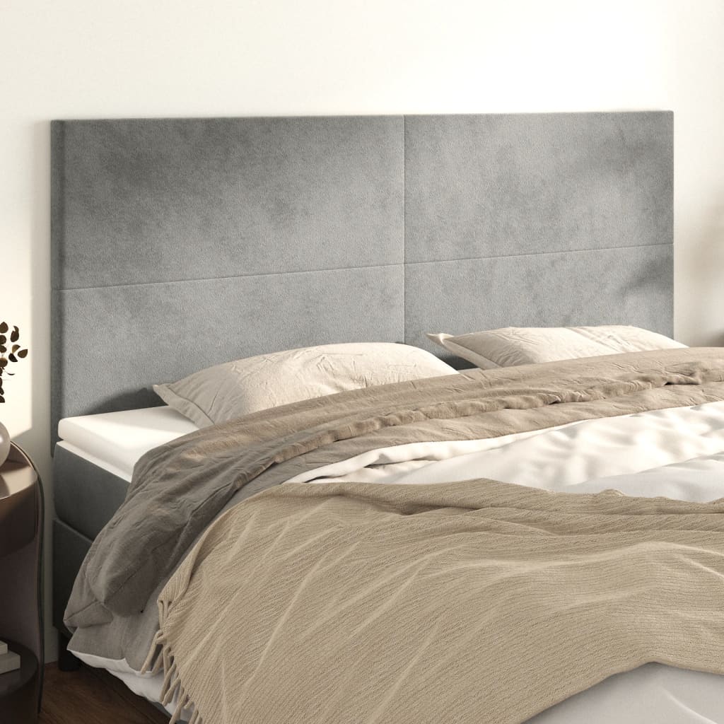 vidaXL Tête de lit Gris clair 180x5x118/128 cm Velours